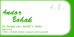 andor bohak business card